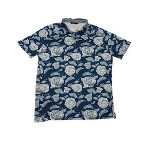 UNRL Men's Large Polo Shirt Floral Short Sleeve Polyester Spandex